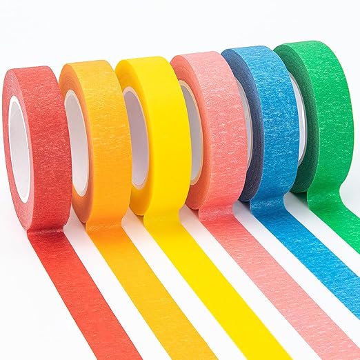 OWLKELA Colored Masking Tape 0.6" x 16 Yard Per Roll, 6 Rolls Rainbow Colors Painting Tapes, Painters Tape, Craft Tape, Labeling Tape, Paper Tape for Crafts & DIY Projects