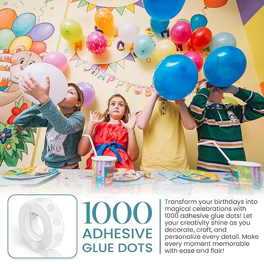 Balloon Glue Points Dots Double Sided 1000 Pcs, Balloon Tape for Arch, Wedding Decoration, Birthday Celebration and Home Made Crafts for Christmas Decorations