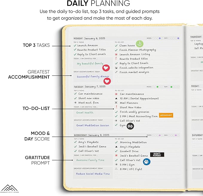 PRODUCTIVITY STORE Pro Max - Undated, 2025 Planner, 8.5" x 11" - The #1 Productivity Planner to Achieve Your 2025 Goals - Planner 2025-2026 - Cream - A4