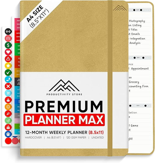 PRODUCTIVITY STORE Pro Max - Undated, 2025 Planner, 8.5" x 11" - The #1 Productivity Planner to Achieve Your 2025 Goals - Planner 2025-2026 - Cream - A4