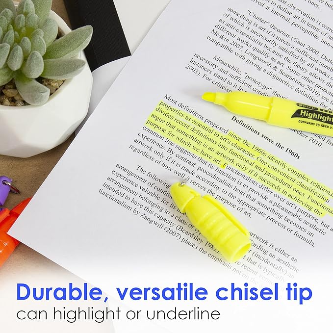 BAZIC Mini Highlighter Pen Assorted Color, Chisel Tip Broad Fine Line Highlighters Coloring Marker (5/Pack), 1-Pack