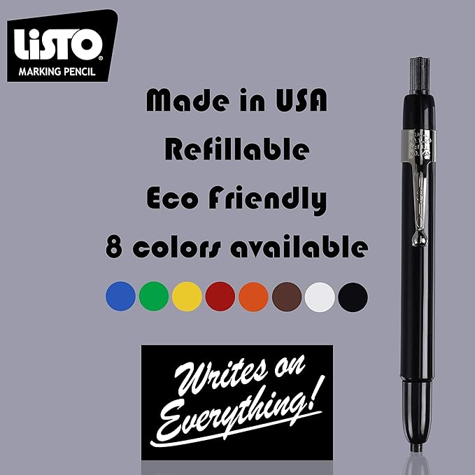 Listo 1620 - Box of 12 - ASSORTED COLORS - China Markers/Grease Pencils/China Marking/Pencils/Wax Pencils