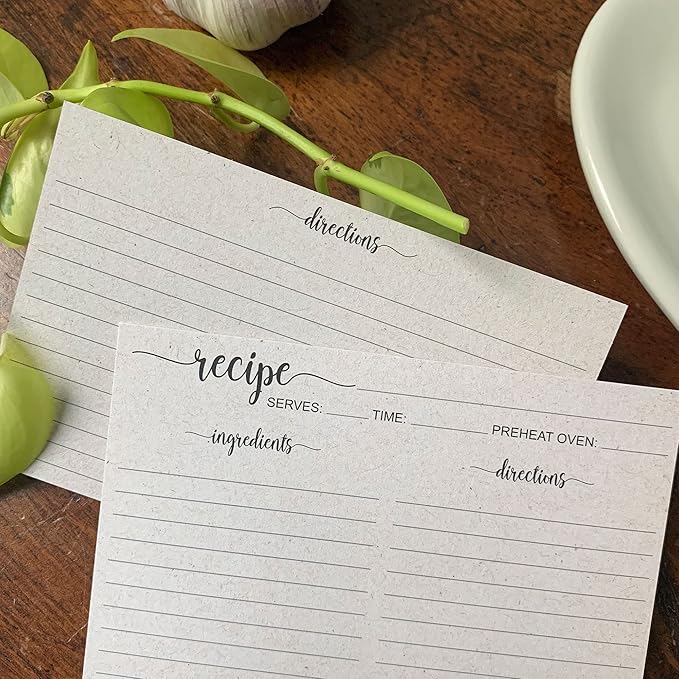 321Done Small Rustic Recipe Cards (Set of 50) 3" x 5" Minimalist Kraft Tan - Thick Luxury Double-Sided - Made in USA