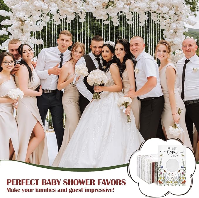 Fumete 50 Pcs Let Love Grow Seed Packets Wedding Favor for Guests Bulk Seed Envelope Kraft Bag with Window Flower Resealable Seed Storage Packets for Wedding Party Favors Bridal Shower No Seed