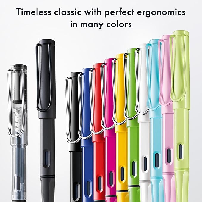 LAMY safari lightrose - Fountain Pen with ergonomic grip & polished steel nib in size B - ideal for any Writing & Calligraphy - including LAMY T 10 blue cartridge - Right-Handed