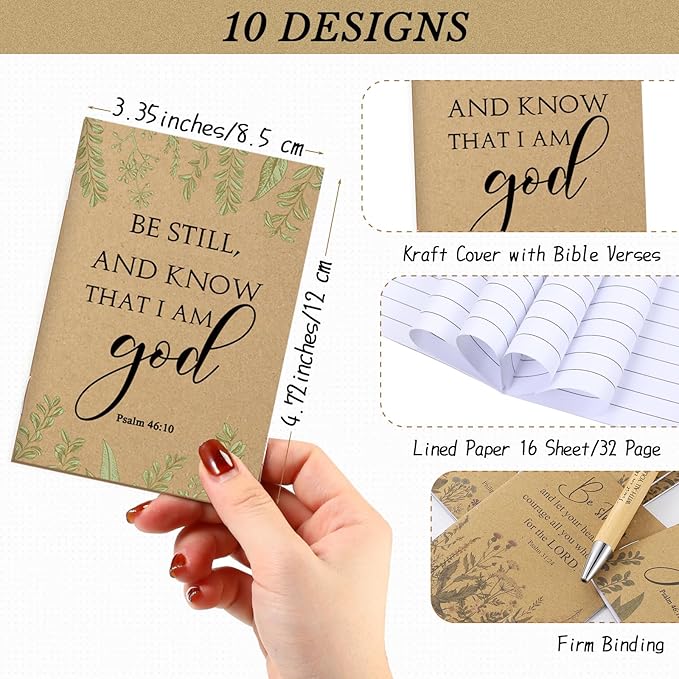 Ctosree 200 Pcs Bible Verse Prayer Journal Notebook Christian Note Pads Bulk mini Inspirational Notebook Religious Scripture Church Notepad for Women 3.15 x 5 Inches (Brown)