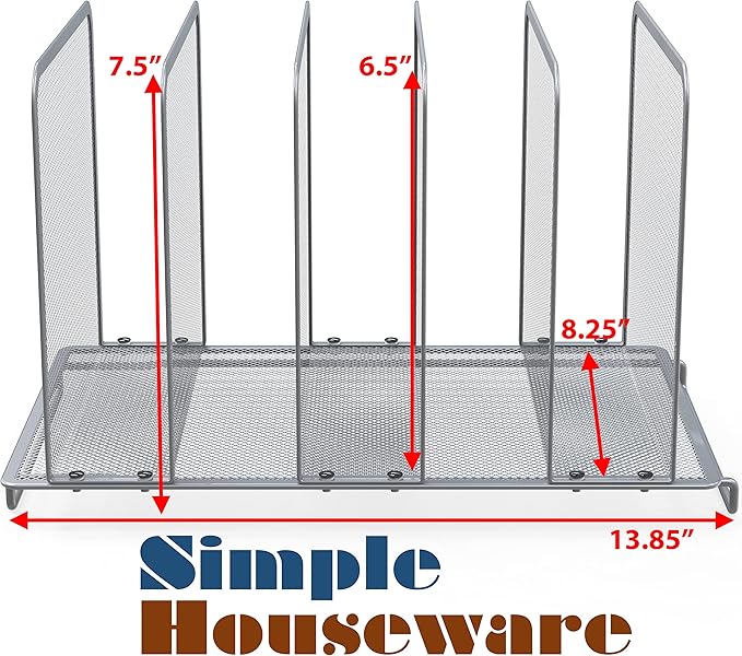 Simple Houseware Expandable 5 Section Upright File Sorter Organizer, Silver