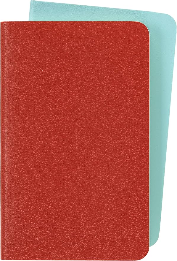 Moleskine Volant Journal, Soft Cover, XS (2.5" x 4") Ruled/Lined, Coral Orange/Aqua Blue, 56 Pages (Set of 2)