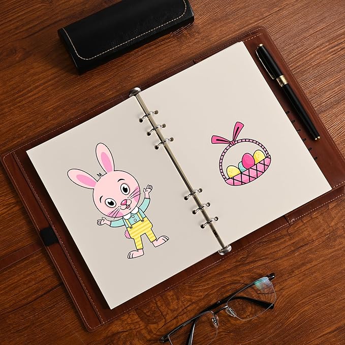 A5 Blank Paper,A5 Refill Paper,A5 Filler Paper,6 Hole Punched,Blank Paper Refills for A5 Filofax Planner Binder Journals Notes, 80 Sheets/160 Pages,5.6x8.3 Inch,Beige (1)