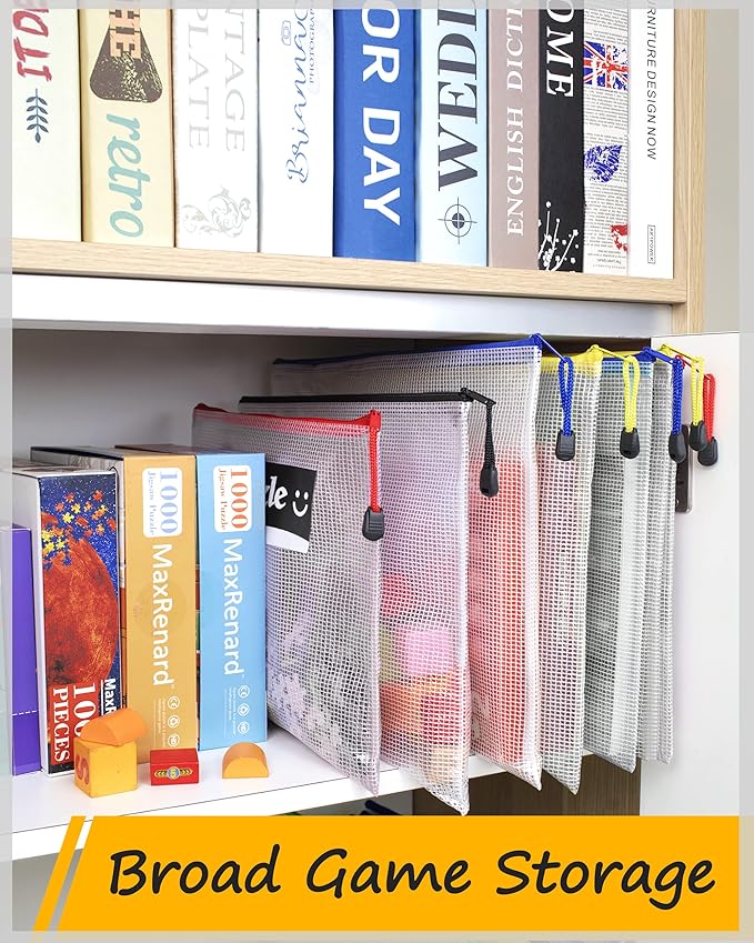 SUNEE Plastic Mesh Zipper Pouch 7x11 in (6 Colors, 12 Packs), Small Water-Resistant Zip Bag for School Office Supplies, Pencil Organizing Storage