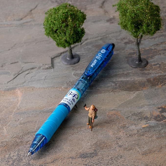 PILOT B2P - Bottle to Pen Refillable & Retractable Ball Point Pen Made From Recycled Bottles, Medium Point, Black Ink, 2-Pack (32805)