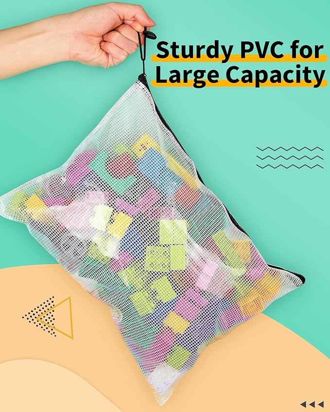 Smarpau A4/Letter Size Mesh Zipper Pouch, 24 Pack 13" x 9.4" Plastic Zipper Pouches for Organizing, Multipurpose Waterproof Zipper Bags for Travel, Office, Home Storage, Black