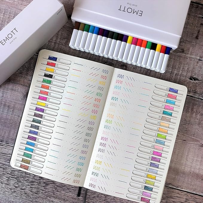 Emott Fineliner Pen Set #1, 40-Colors, Assorted
