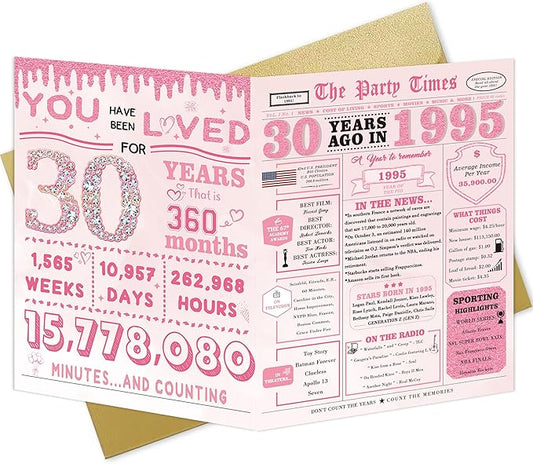 30th Birthday Decorations for Her，30th Birthday Gifts for Women，30 Bday Card，30 Year Old Bday Gifts for Wife Daughter Sister Girlfriend Family Friends Bestie Coworker