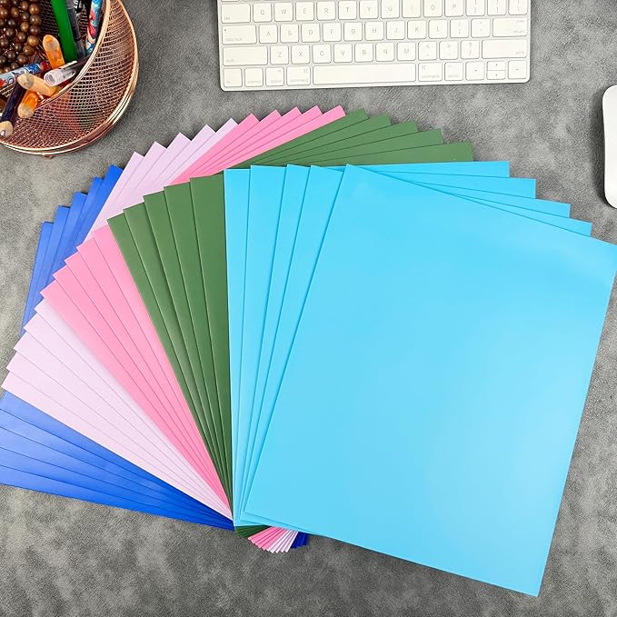 BIBRADAA® 50 Packs Dark Green Pocket Folders,Paper Folder Surface with Waterproofing,Letter Size,Holds 100 Plus Sheets,for School,Office,Business. (50, Dark Green)