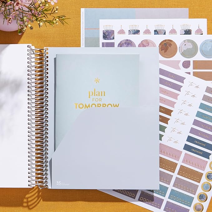 Erin Condren 12-Month Spiral Life Planner (Jan 2025 - Dec 2025) | 7x9 Weekly Planner with Monthly Calendars | Canvas Asterisk Covers, Bold Blooms Interior, Vertical Layout, Platinum Coil