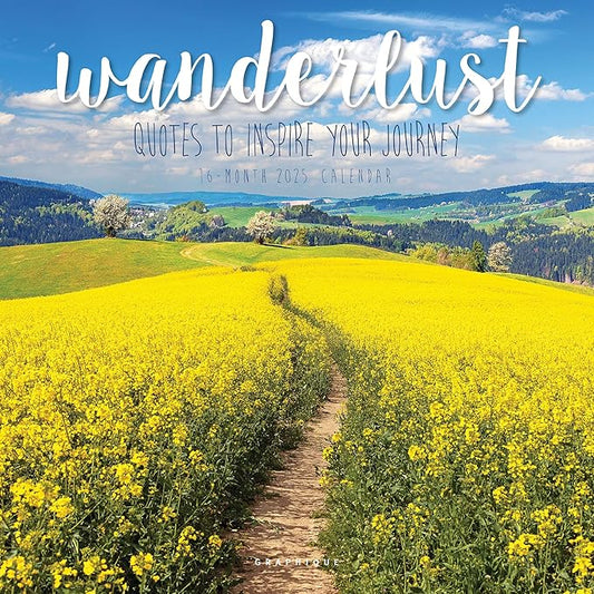 Graphique 2025 Wanderlust Wall Calendar | 12” x 12” | Thick Paper | Home & Office Organizer | Large Monthly Grid | 3 Languages & Marked Holidays | 4 Month Preview Page for 2026